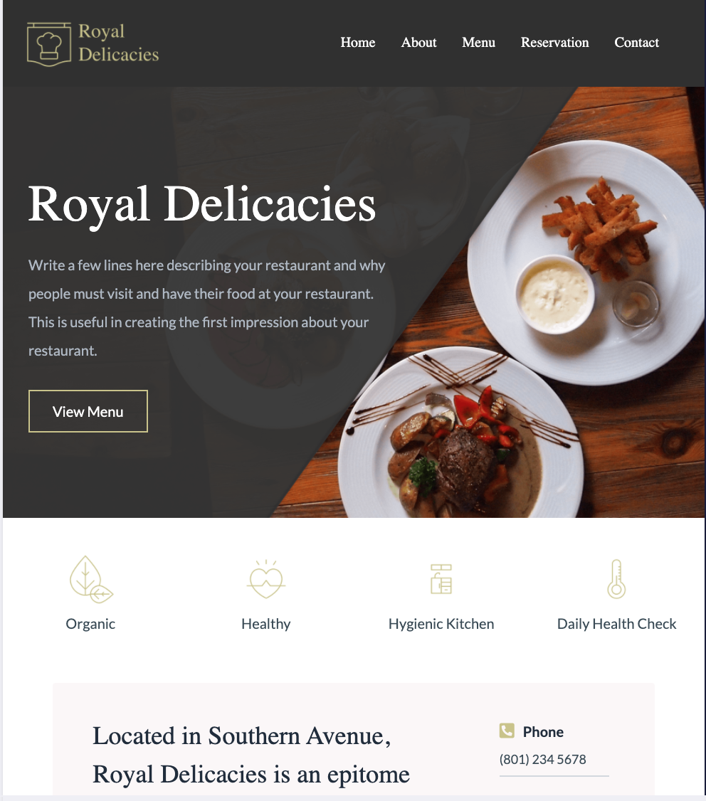 Restaurant website design Prince George